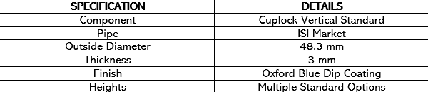 cuplock vertical standard table