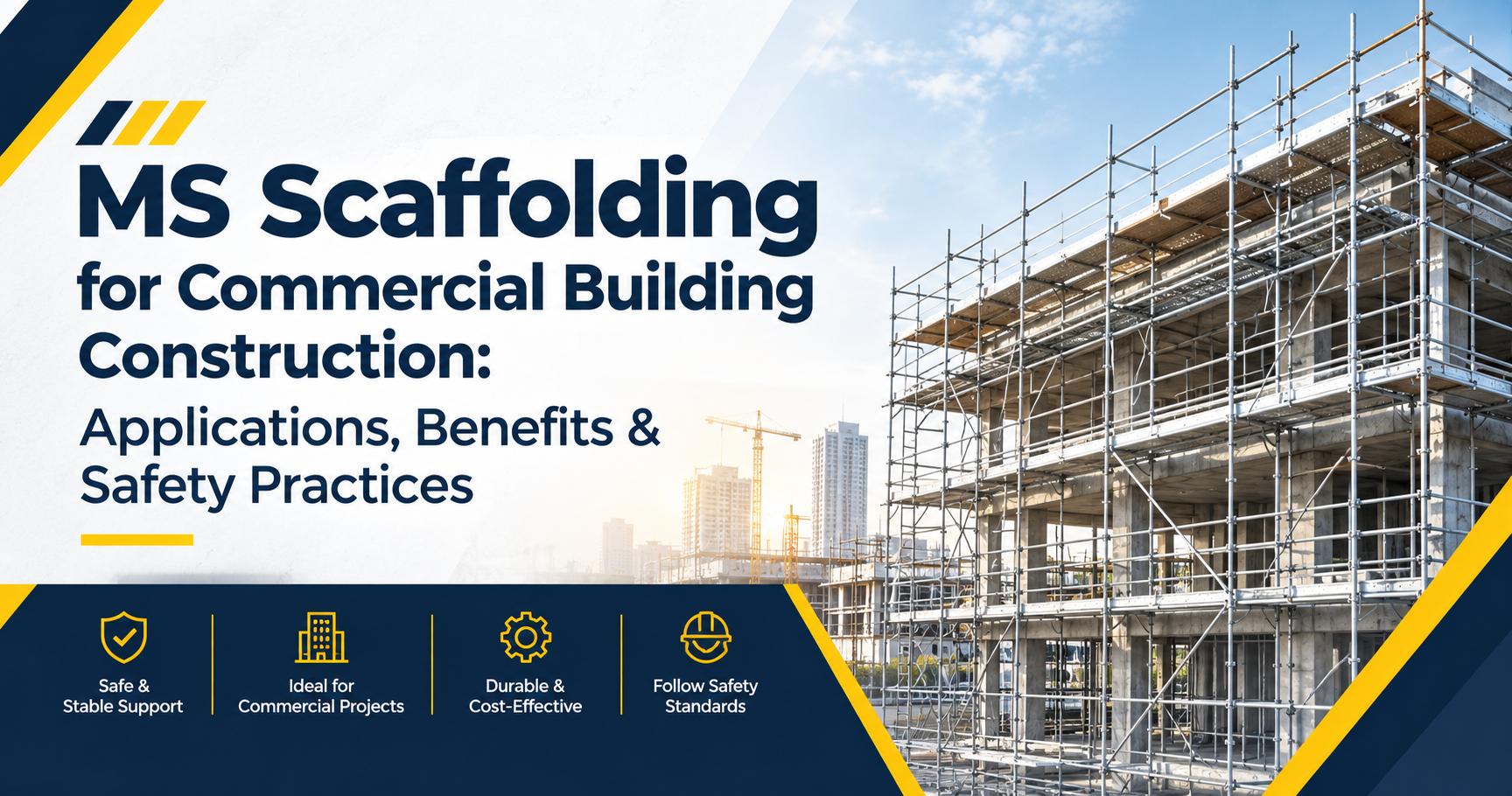 MS Scaffolding for Commercial Building Construction: Applications, Benefits & Safety Practices